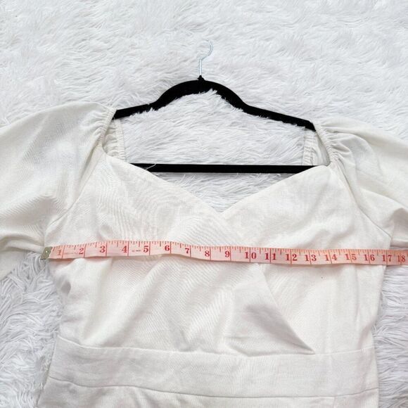 Women Showpo Cant Move On Off Shoulder Mini Linen Blend Dress in White Size 12 - Picture 6 of 12